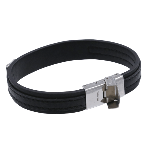 C8 Black Leather Bracelet