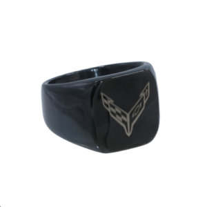 C8 Corvette black stainless ring