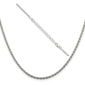 Sterling silver diamond cut rope with 2" extension
